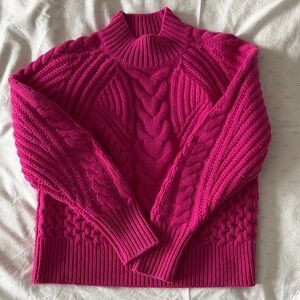 Banana Republic Fuchsia Cable Knit Turtleneck Sweater